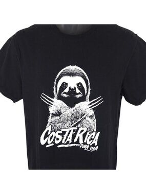 Costa Rica T Shirt Mens Size Medium Black Sloth Wolverine Pura Vida Travel Tee